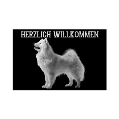 Fußmatte "Samoyed - Herzlich Willkommen" Weiß – hunde-shirt.de
