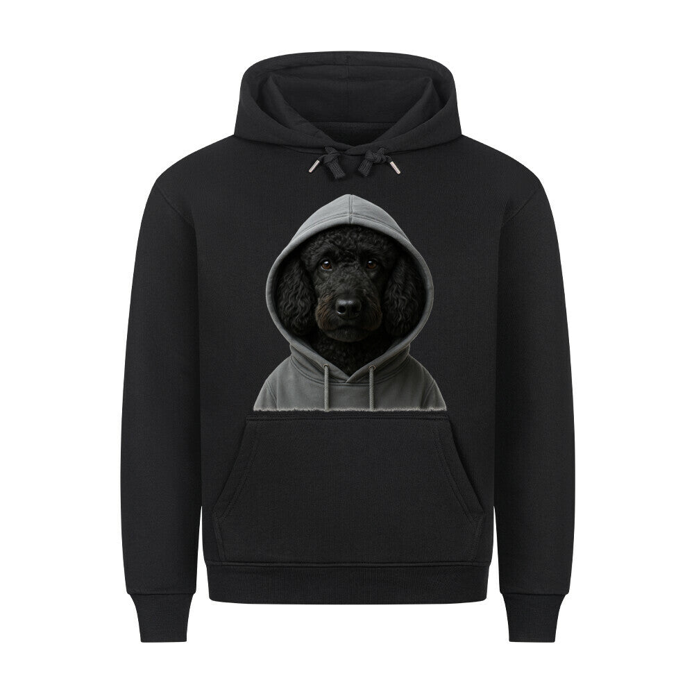 Premium Hoodie "Pudel schwarz - Hooded" Schwarz – hunde-shirt.de