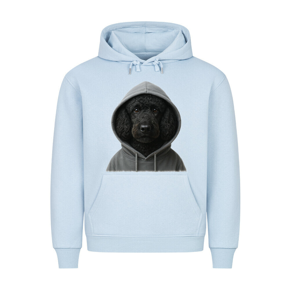 Premium Hoodie "Pudel schwarz - Hooded" Babyblau – hunde-shirt.de