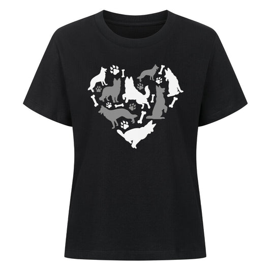 Premium Damen-Shirt "Schäferhund - Heart" Schwarz – hunde-shirt.de