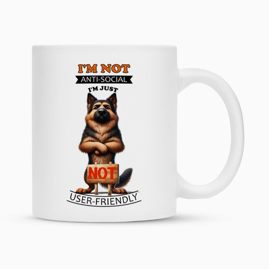 Tasse "Schäferhund - Anti-Social" Weiß – hunde-shirt.de