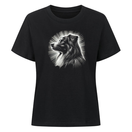 Premium Damen-Shirt "Australian Shepherd - Bright" Schwarz – hunde-shirt.de