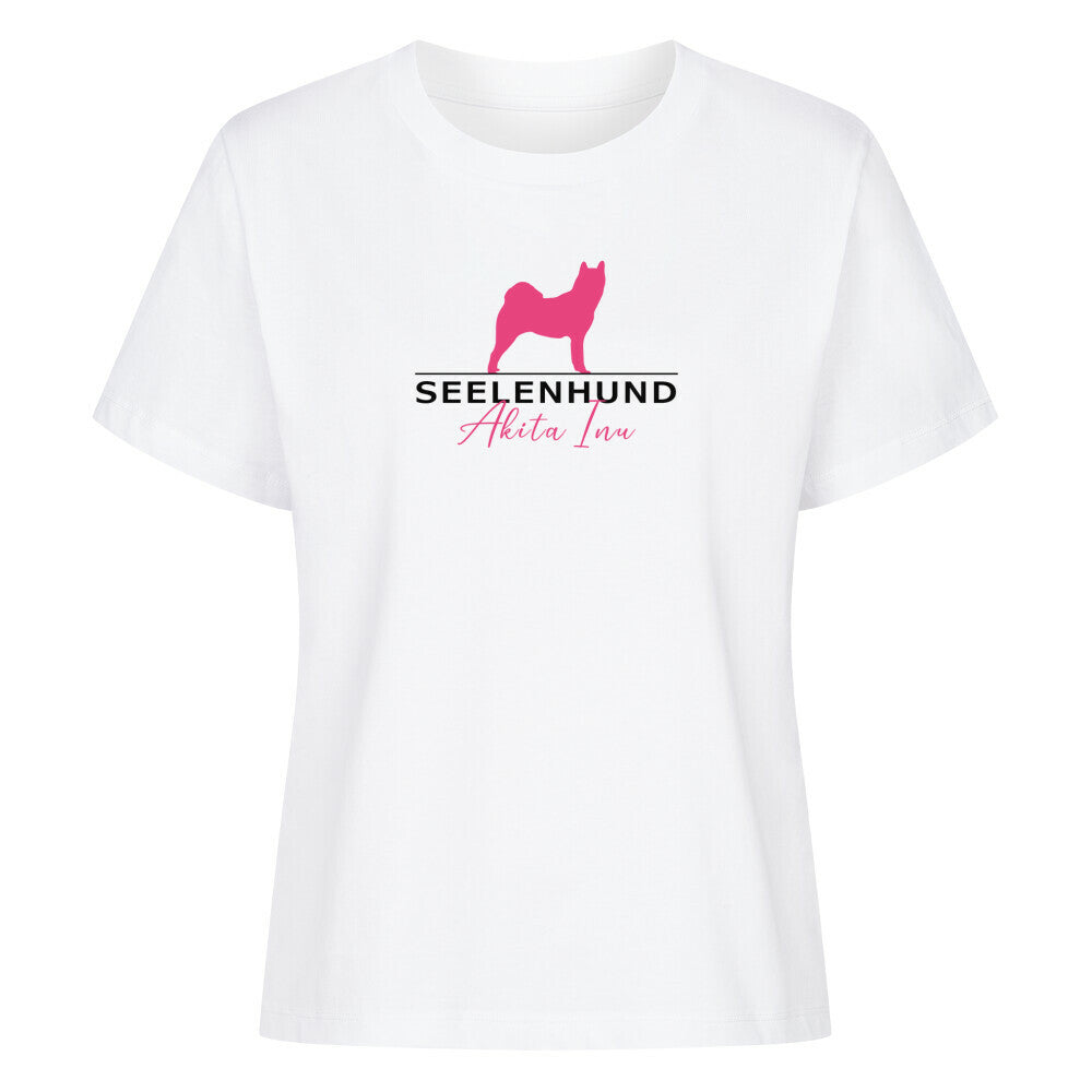 Premium Damen-Shirt "Akita Inu - Seelenhund" Weiß – hunde-shirt.de