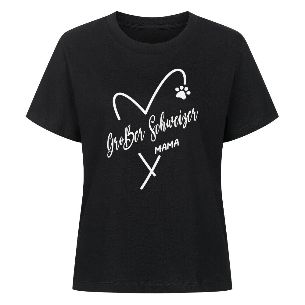 Premium Damen-Shirt "Großer Schweizer - Mama" Schwarz – hunde-shirt.de