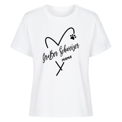 Premium Damen-Shirt "Großer Schweizer - Mama" Weiß – hunde-shirt.de