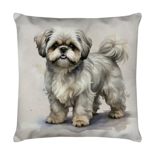 Kissen "Shih Tzu - Happy" Weiß – hunde-shirt.de