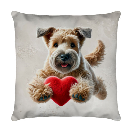 Kissen "Soft Coated Wheaten - Mein Herz" Weiß – hunde-shirt.de