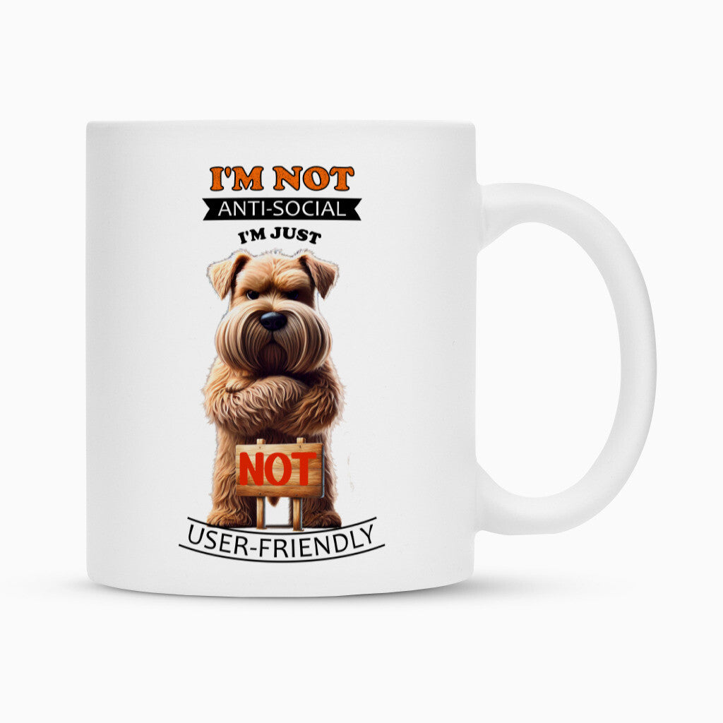 Tasse "Soft Coated - Anti-Social" Weiß – hunde-shirt.de