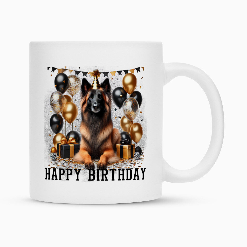 Tasse "Tervueren - Happy Birthday" Weiß – hunde-shirt.de