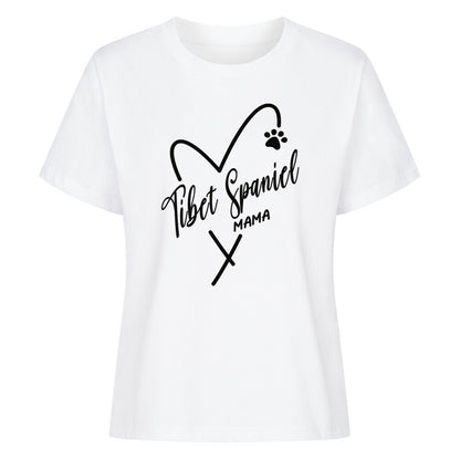 Premium Damen-Shirt "Tibet Spaniel - Mama" Weiß – hunde-shirt.de
