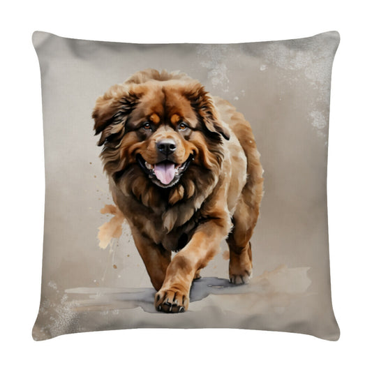 Kissen "Tibetmastiff braun - Walk" Weiß – hunde-shirt.de