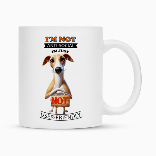 Tasse "Whippet - Anti-Social" Weiß – hunde-shirt.de