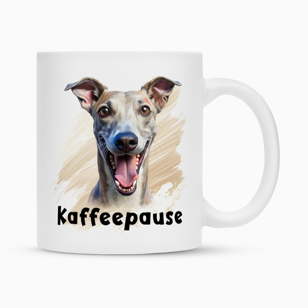 Tasse "Whippet - Kaffeepause" Weiß – hunde-shirt.de