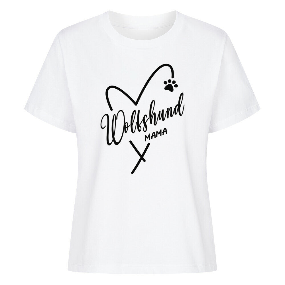 Premium Damen-Shirt "Irischer Wolfshund - Mama" Weiß – hunde-shirt.de