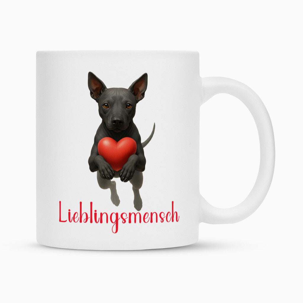 Tasse "Xolo - Lieblingsmensch II" Weiß – hunde-shirt.de