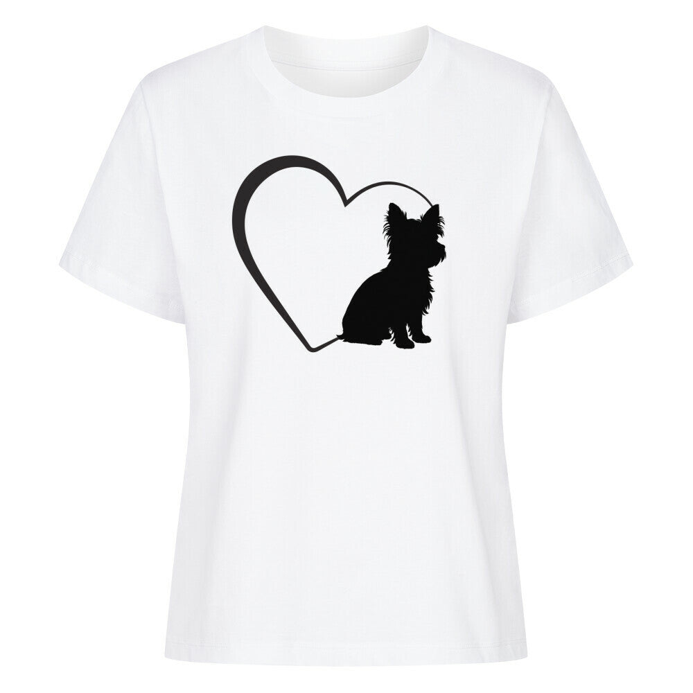 Premium Damen-Shirt "Yorkie - Mein Herz" Weiß – hunde-shirt.de
