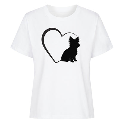 Premium Damen-Shirt "Yorkie - Mein Herz" Weiß – hunde-shirt.de