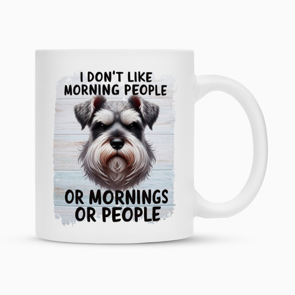 Tasse "Zwergschnauzer - Morning People" Weiß – hunde-shirt.de