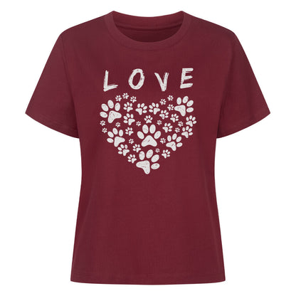 Premium Damen-Shirt "PAW LOVE" Burgunder – hunde-shirt.de