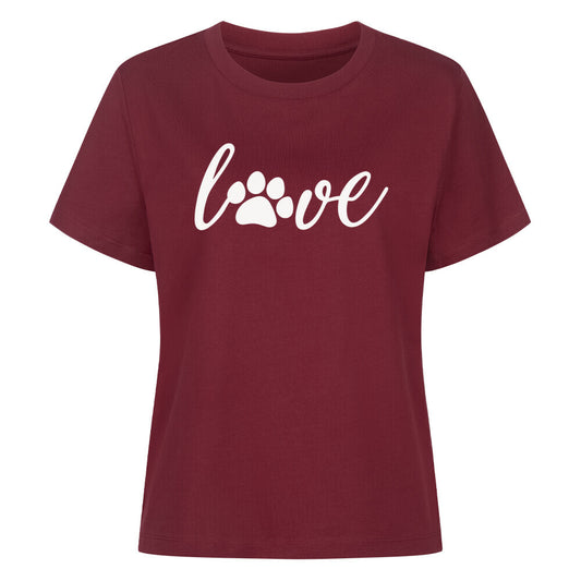 Premium Damen-Shirt "PAW Love" Burgunder – hunde-shirt.de