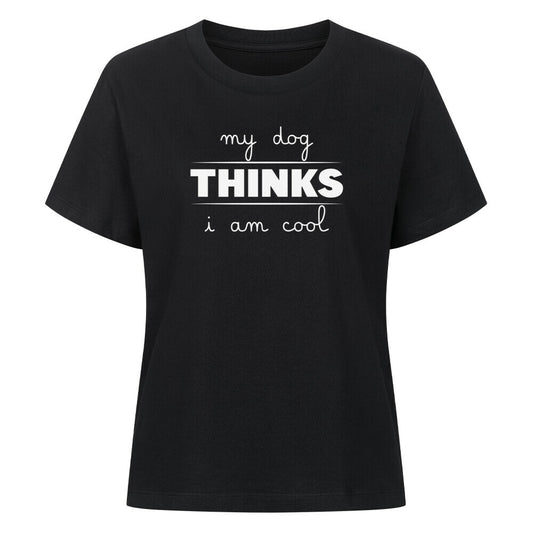 Premium Damen-Shirt "My dog thinks..." Schwarz – hunde-shirt.de