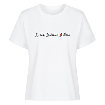 Premium Damen-Shirt "Deutsch Drahthaar - Mama" Weiß – hunde-shirt.de