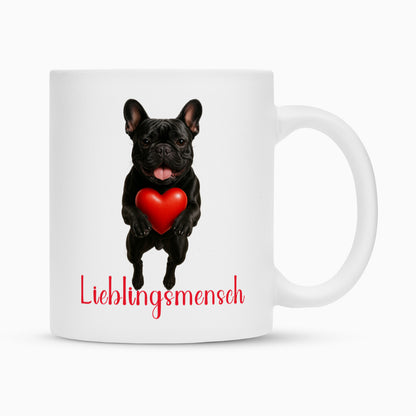 Tasse "Frenchie schwarz - Lieblingsmensch" Weiß – hunde-shirt.de