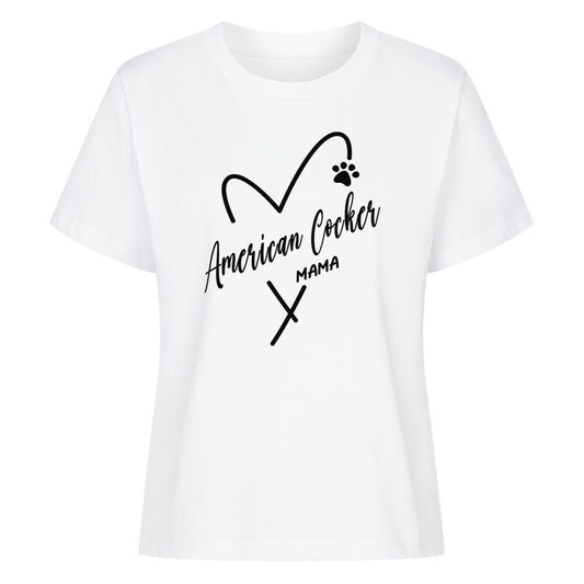 Premium Damen- Shirt "American Cocker - MAMA" Weiß – hunde-shirt.de