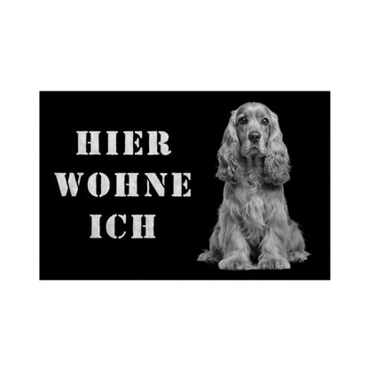 Fußmatte "American Cocker - HIER WOHNE ICH" Weiß – hunde-shirt.de