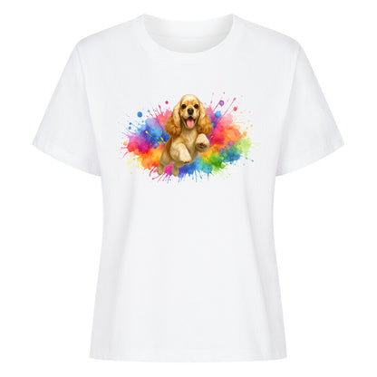 Premium Damen-Shirt "American Cocker - Splash" Weiß – hunde-shirt.de