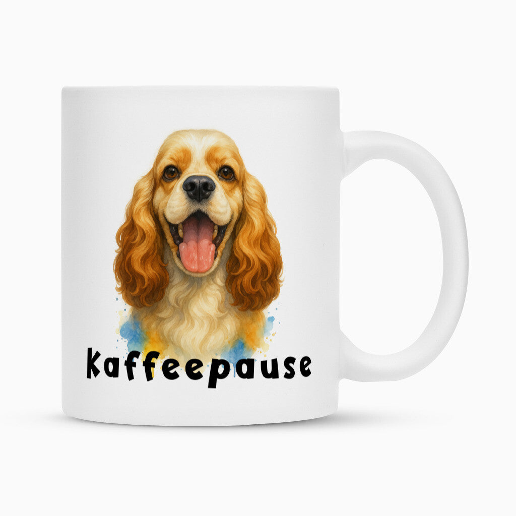 Tasse "American Cocker - Kaffeepause" Weiß – hunde-shirt.de