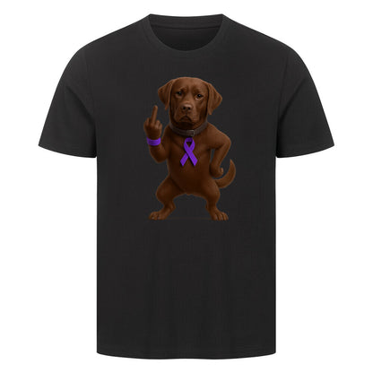 Premium T-Shirt "Labrador braun - Fuck Cancer" Schwarz – hunde-shirt.de