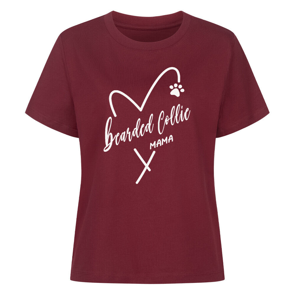 Premium Damen Shirt "Bearded Collie - MAMA" Burgunder – hunde-shirt.de
