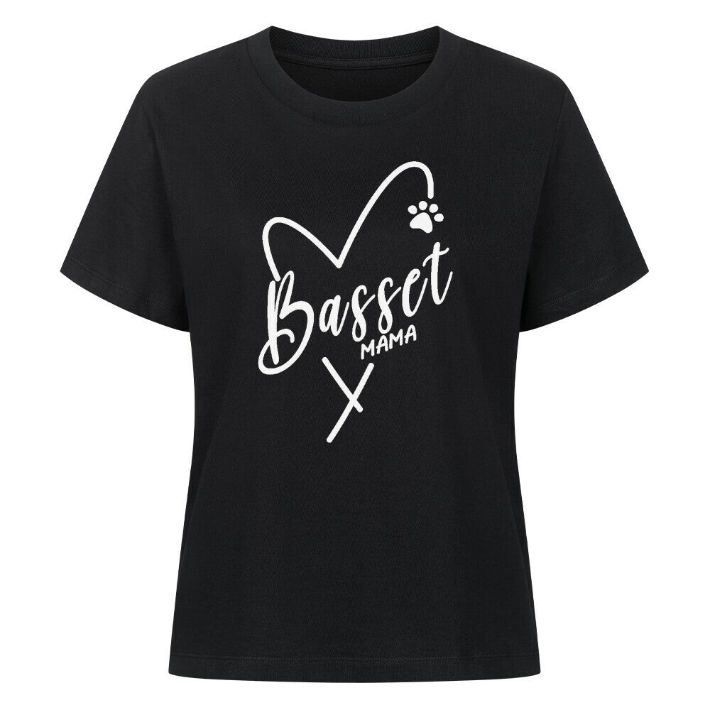 Premium Damen Shirt "Basset - MAMA" Schwarz – hunde-shirt.de