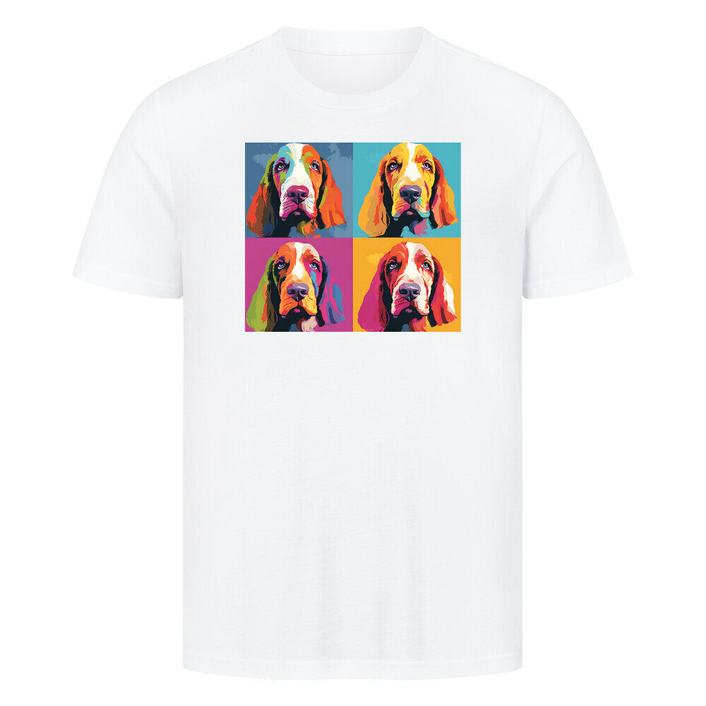 Premium T-Shirt "Basset - Quartett" Weiß – hunde-shirt.de