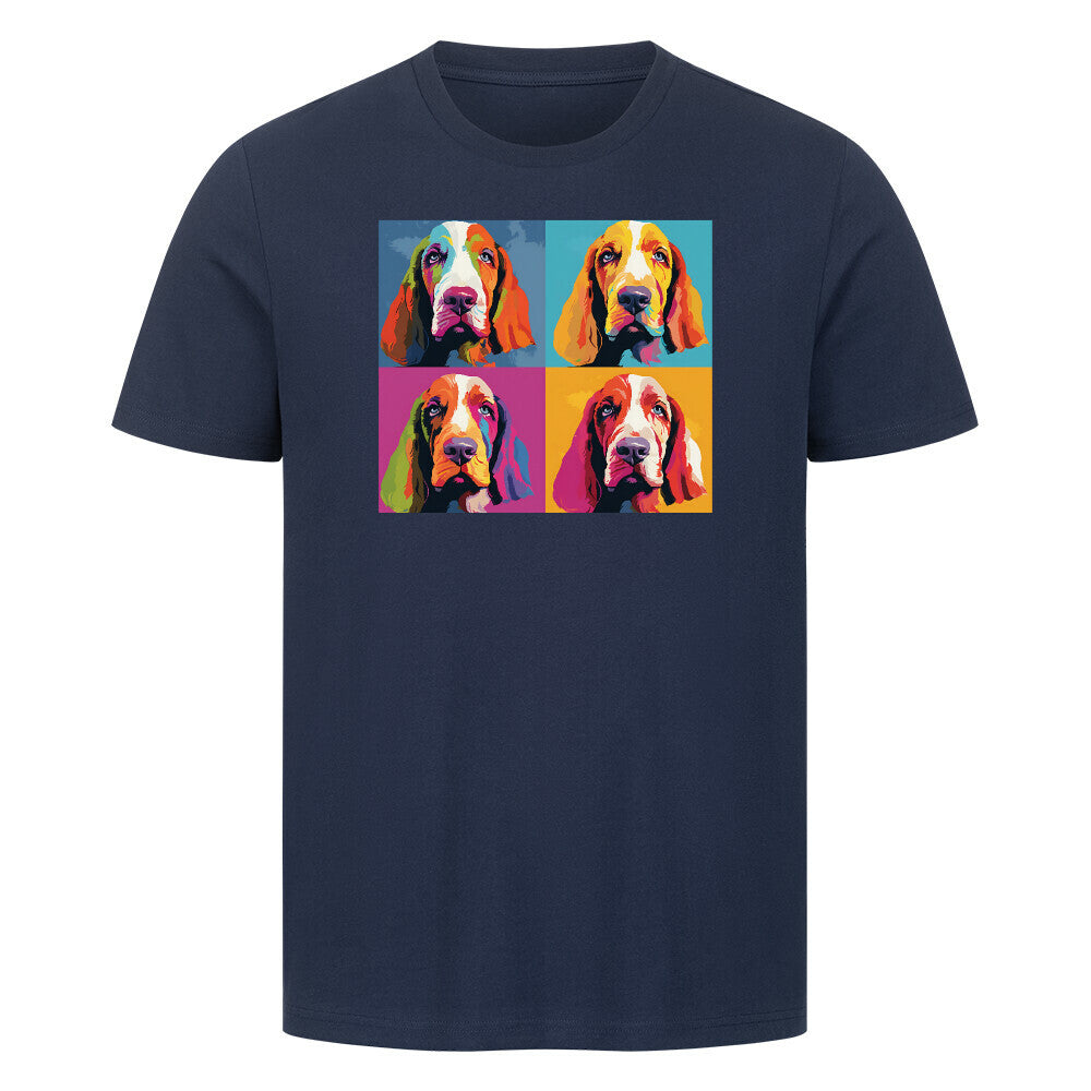 Premium T-Shirt "Basset - Quartett" French Navy – hunde-shirt.de
