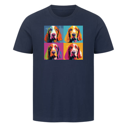 Premium T-Shirt "Basset - Quartett" French Navy – hunde-shirt.de
