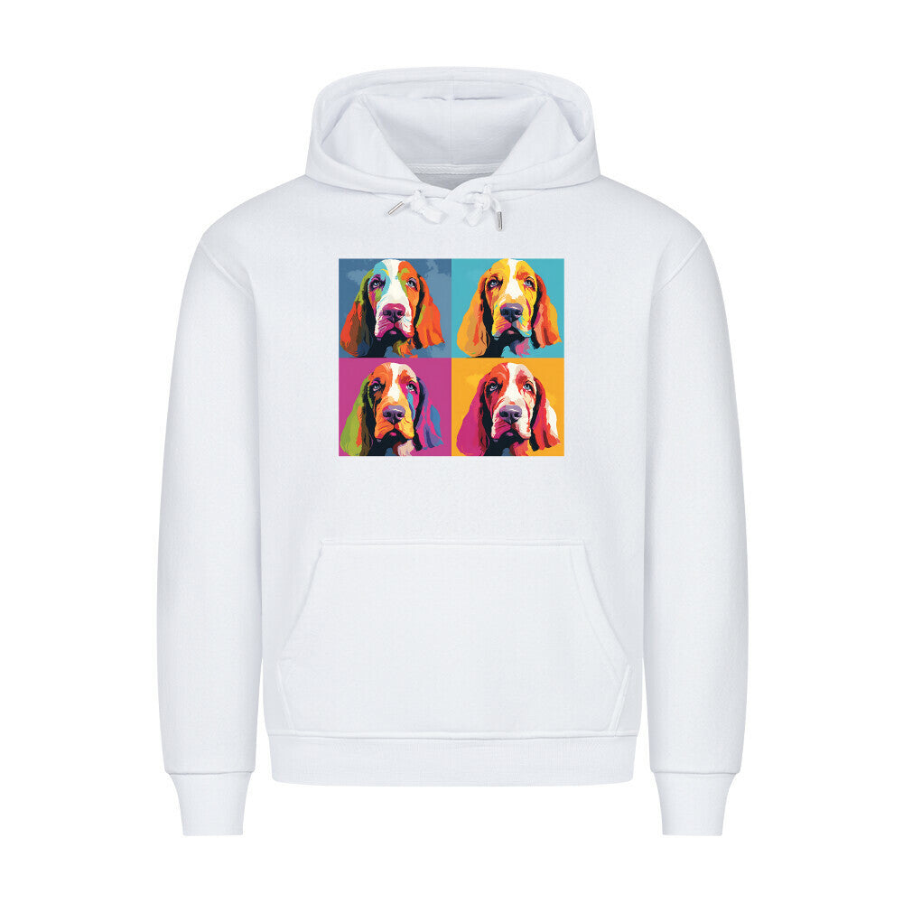 Premium Hoodie "Basset - Quartett" Weiß – hunde-shirt.de