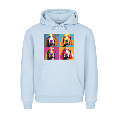 Premium Hoodie "Basset - Quartett" Babyblau – hunde-shirt.de
