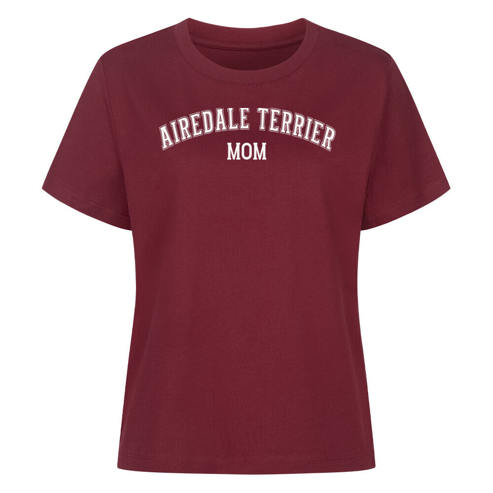 Premium Damen Shirt "Airedale Terrier - MOM" Burgunder – hunde-shirt.de
