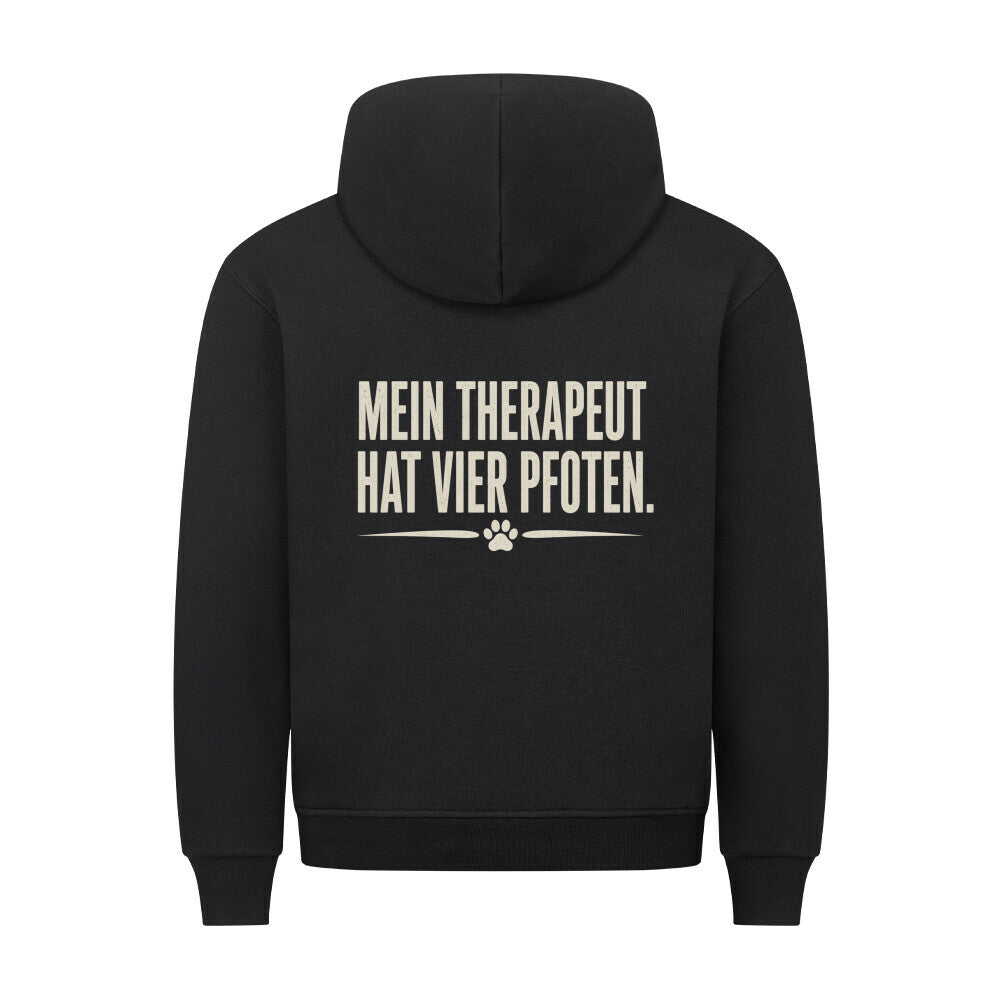 MEIN THERAPEUT HAT VIER PFOTEN. HOODIE. Schwarz – hunde-shirt.de