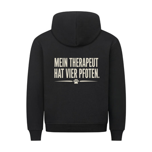 MEIN THERAPEUT HAT VIER PFOTEN. HOODIE. Schwarz – hunde-shirt.de