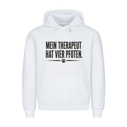 MEIN THERAPEUT HAT VIER PFOTEN. HOODIE. Weiß – hunde-shirt.de