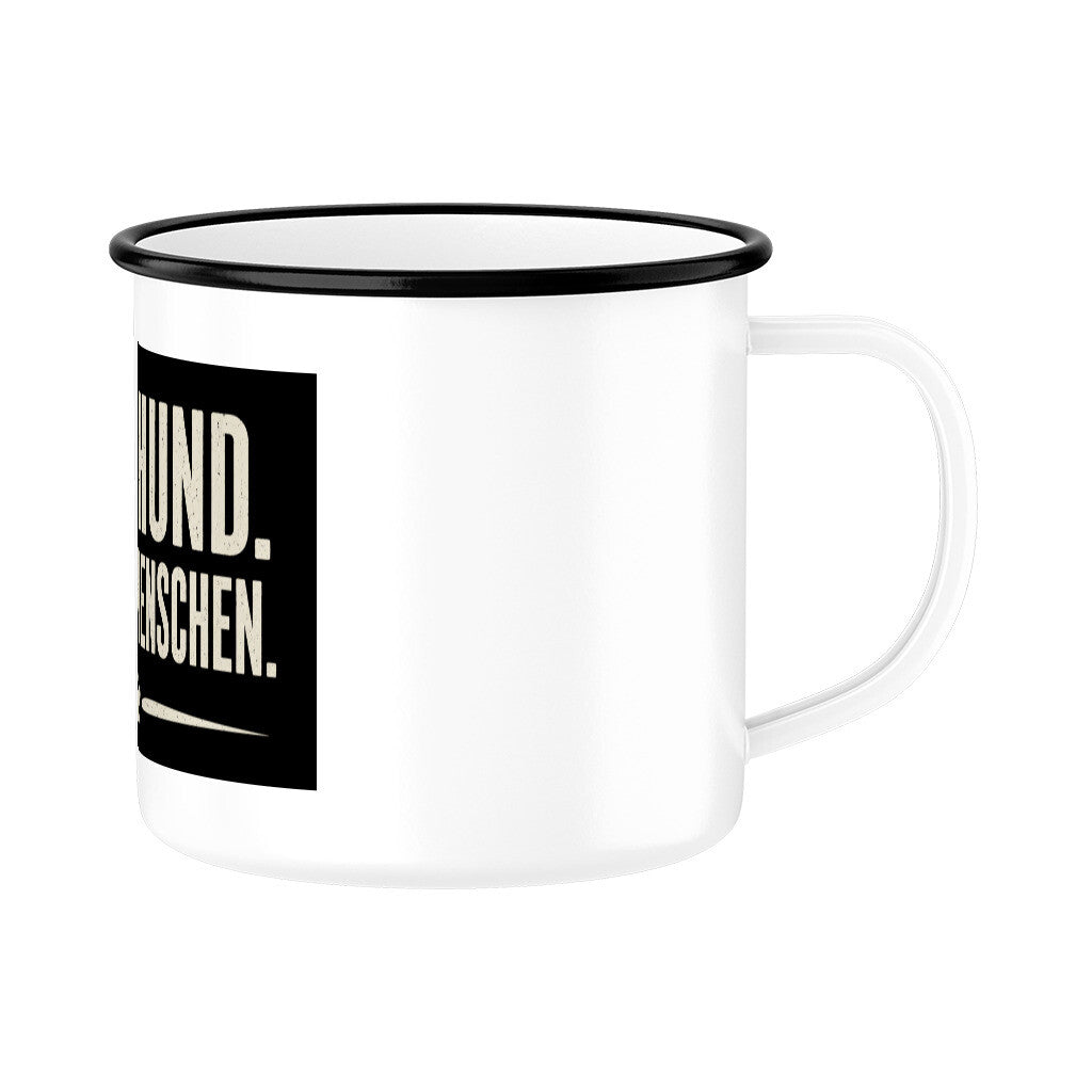 MEHR HUND. WENIGER MENSCHEN. EMAILLE TASSE. – hunde-shirt.de