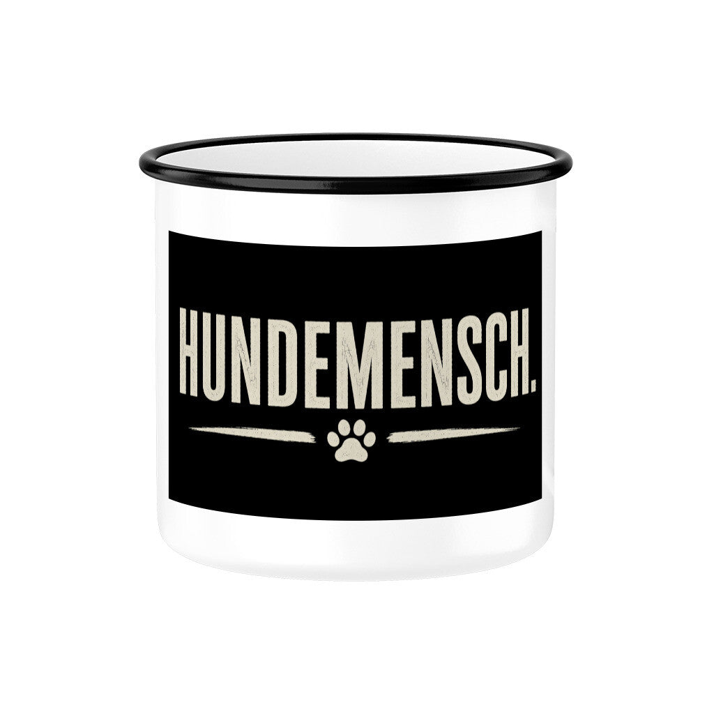 HUNDEMENSCH. EMAILLE TASSE. Schwarz – hunde-shirt.de