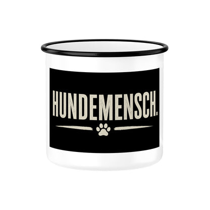 HUNDEMENSCH. EMAILLE TASSE. Schwarz – hunde-shirt.de