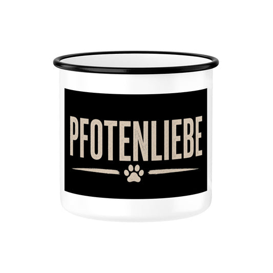PFOTENLIEBE. EMAILLE TASSE. Schwarz – hunde-shirt.de
