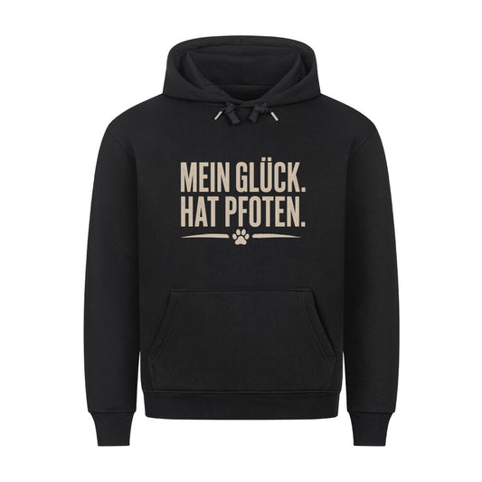 MEIN GLÜCK. HAT PFOTEN. HOODIE. Schwarz – hunde-shirt.de