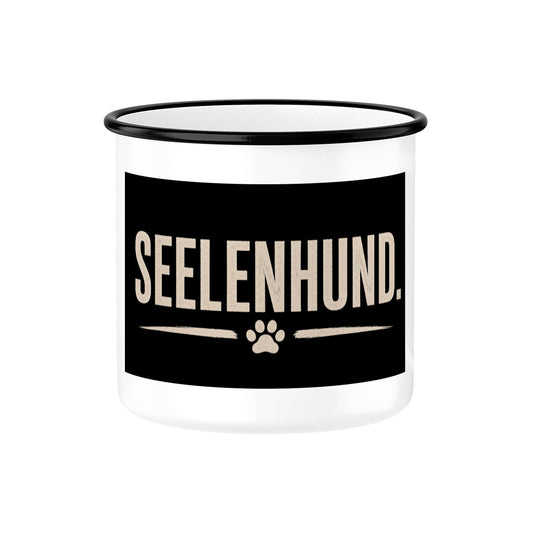 SEELENHUND. EMAILLE TASSE. Schwarz – hunde-shirt.de