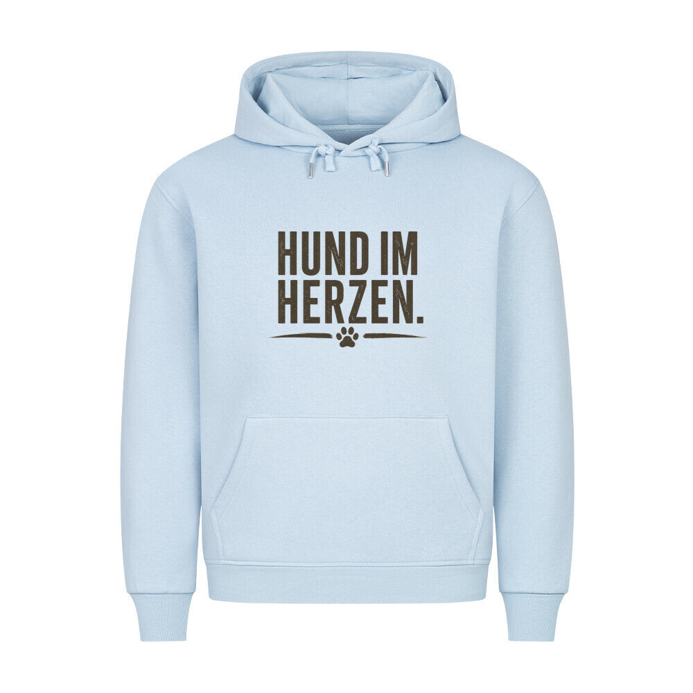 HUND IM HERZEN. HOODIE. Babyblau – hunde-shirt.de